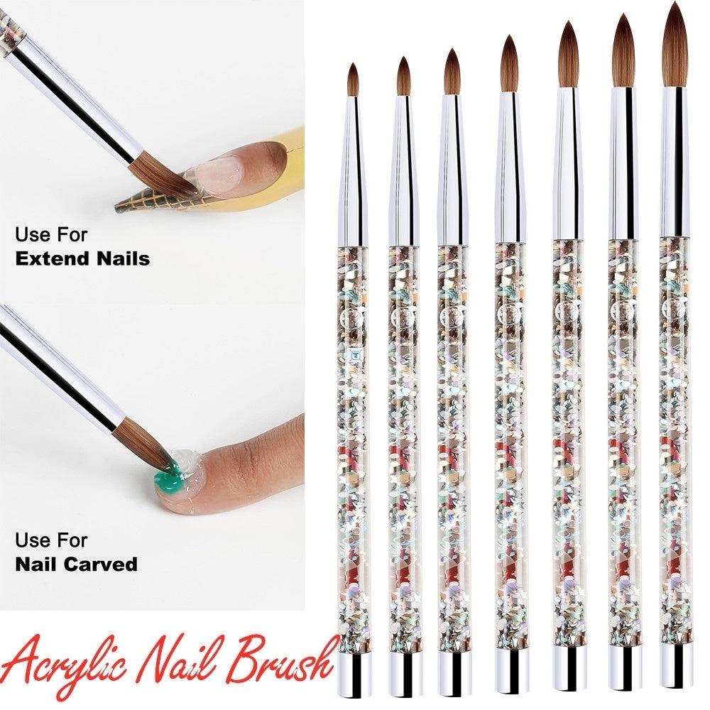 Acrylic Powder Nylon Nail Art Brush with Glitter Liquid for Manicur - Teleplus nail art brush acrylic powder nylon