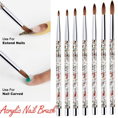 Acrylic Powder Nylon Nail Art Brush with Glitter Liquid for Manicur - Teleplus nail art brush acrylic powder nylon