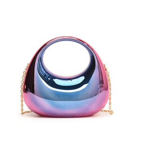 Acrylic Small Size Crescent Bag with Gold Handbag Chain and Shoulder Oblique - Teleplus acrylic small size gold handbag