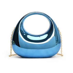 Acrylic Small Size Crescent Bag with Gold Handbag Chain and Shoulder Oblique - Teleplus acrylic small size gold handbag