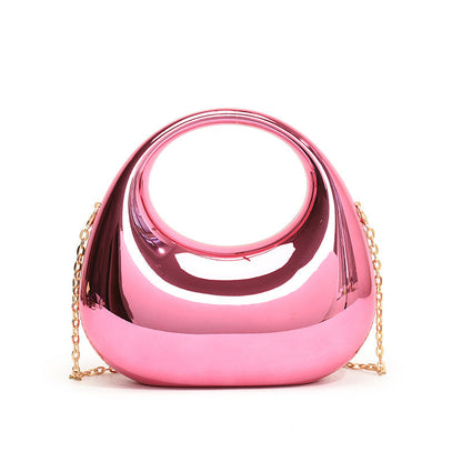 Acrylic Small Size Crescent Bag with Gold Handbag Chain and Shoulder Oblique - Teleplus acrylic small size gold handbag