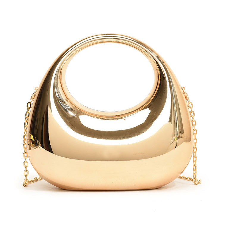 Acrylic Small Size Crescent Bag with Gold Handbag Chain and Shoulder Oblique - Teleplus acrylic small size gold handbag