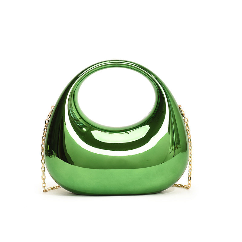Acrylic Small Size Crescent Bag with Gold Handbag Chain and Shoulder Oblique - Teleplus acrylic small size gold handbag