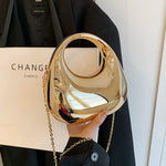 Acrylic Small Size Crescent Bag with Gold Handbag Chain and Shoulder Oblique - Teleplus acrylic small size gold handbag