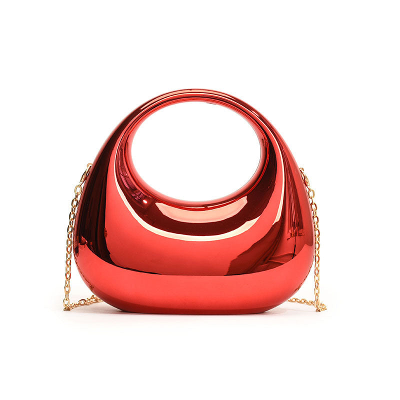 Acrylic Small Size Crescent Bag with Gold Handbag Chain and Shoulder Oblique - Teleplus acrylic small size gold handbag