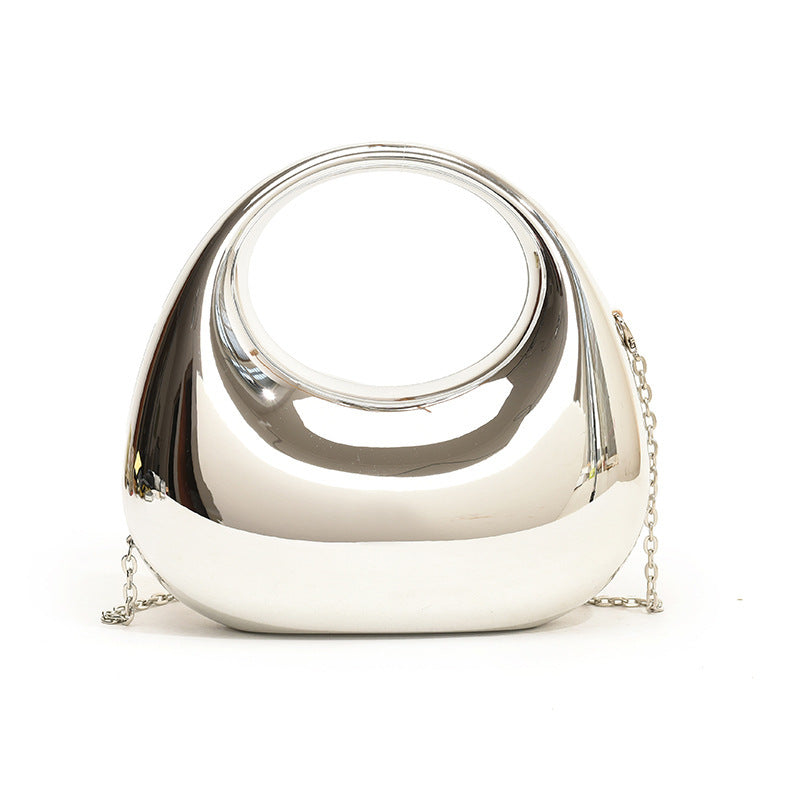 Acrylic Small Size Crescent Bag with Gold Handbag Chain and Shoulder Oblique - Teleplus acrylic small size gold handbag