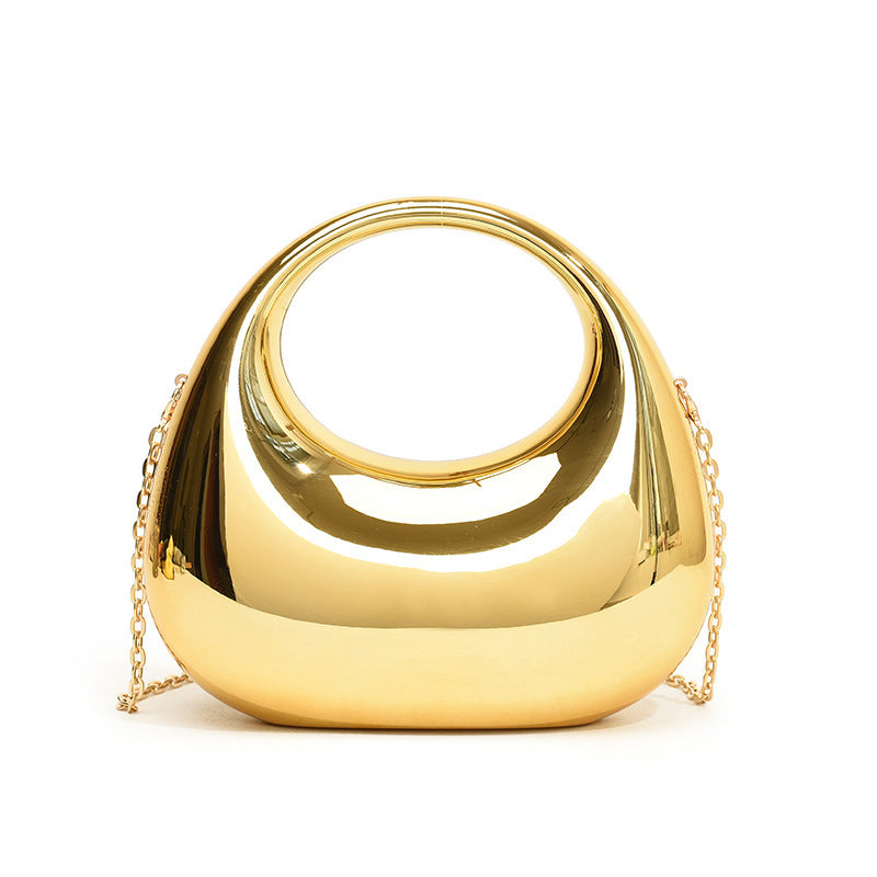 Acrylic Small Size Crescent Bag with Gold Handbag Chain and Shoulder Oblique - Teleplus acrylic small size gold handbag