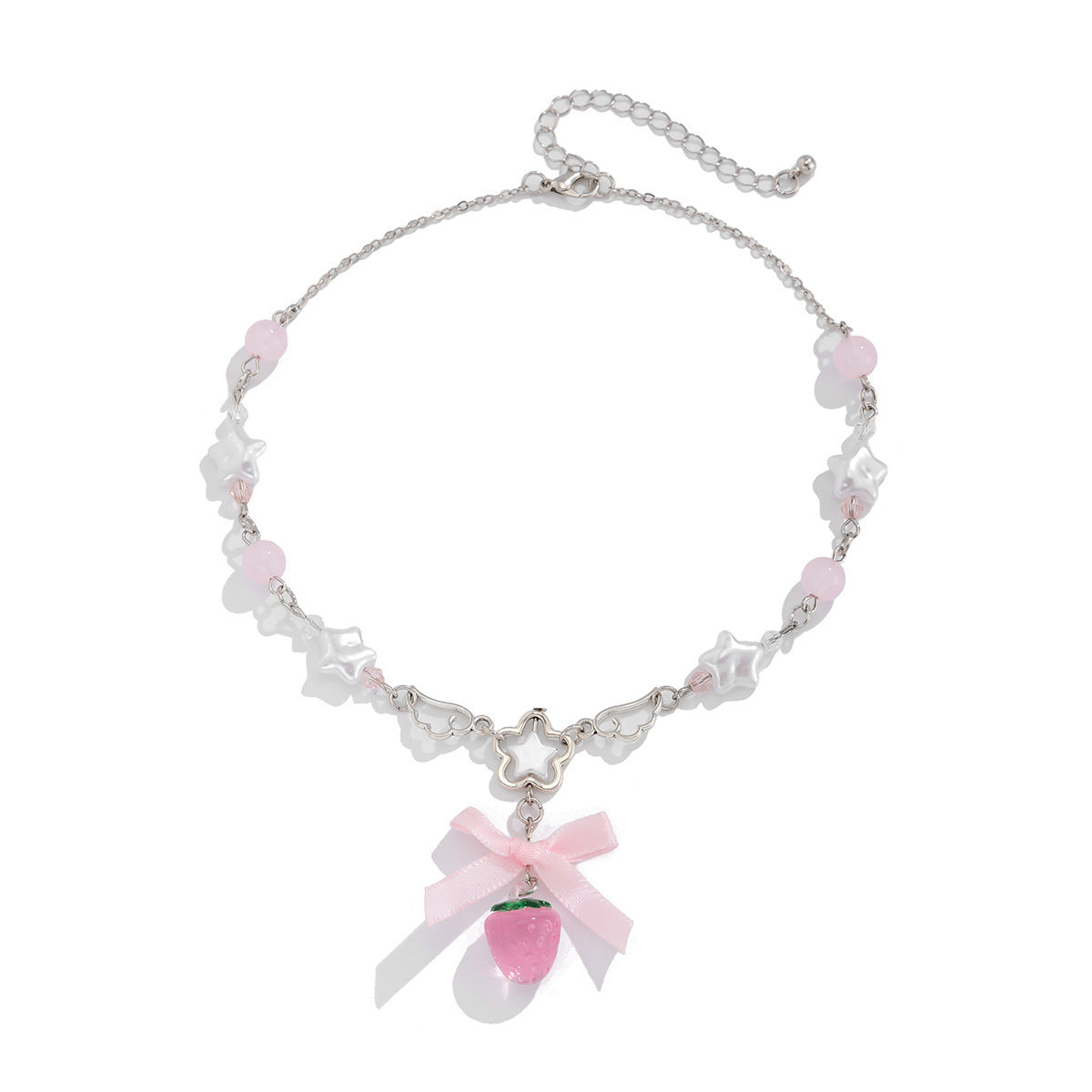 Acrylic Strawberry Fashion Necklace Pearl - Strawberry Bliss Necklace for Fruity Fashionistas