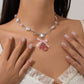 Acrylic Strawberry Fashion Necklace Pearl - Strawberry Bliss Necklace for Fruity Fashionistas