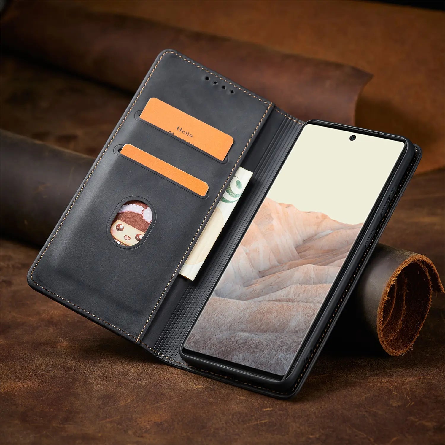 Mobile Phone Leather Case Magnetic Flip Cover