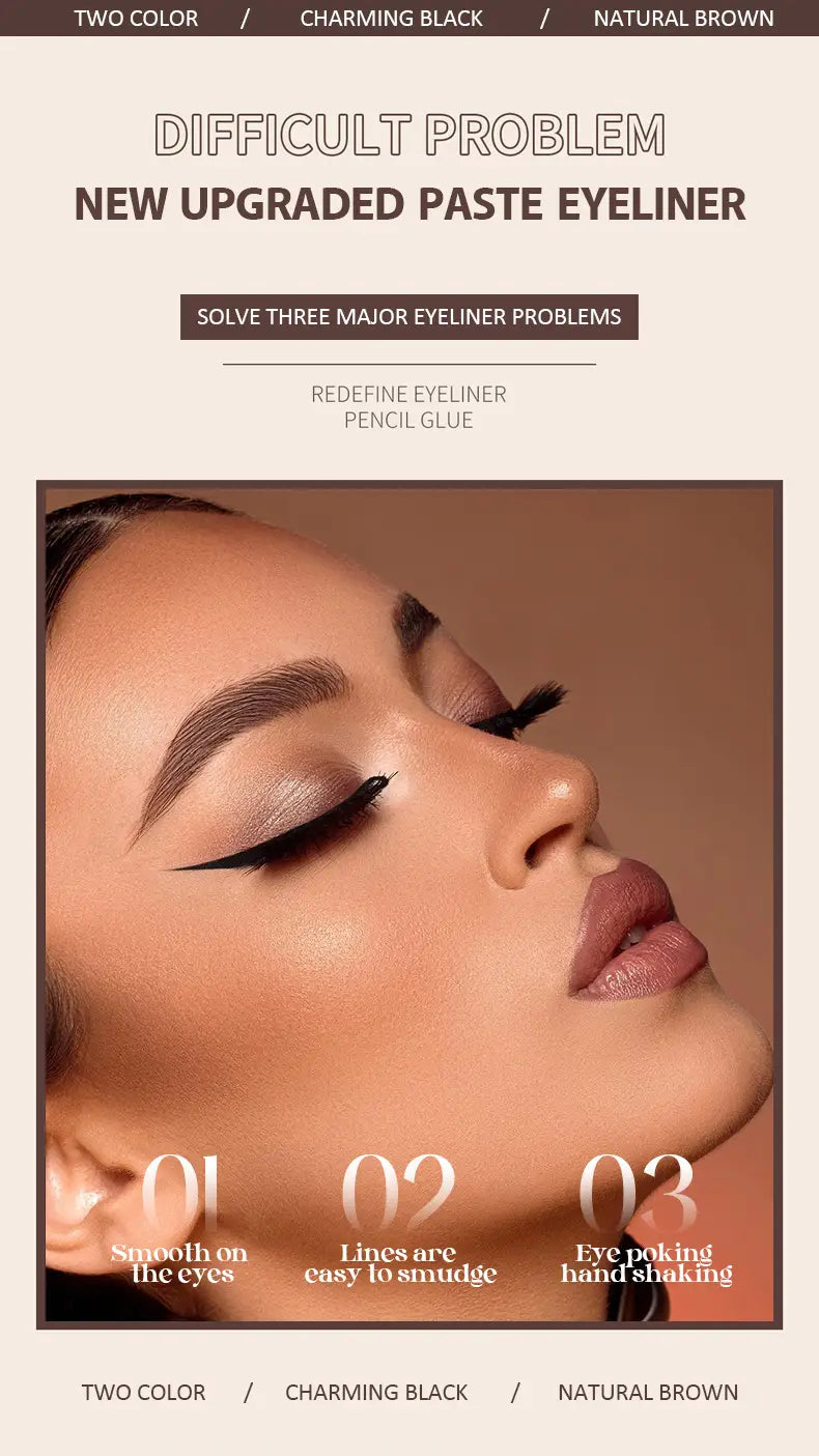 Vedenpitävä nestemäinen silmäkynä musta ruskea kestävä sammutuskestävä meikki