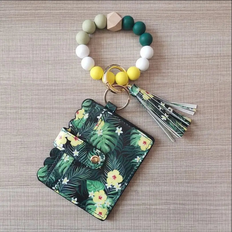 Unisex Leather Card Holder for Fashion Beaded Bracelet and Accessories