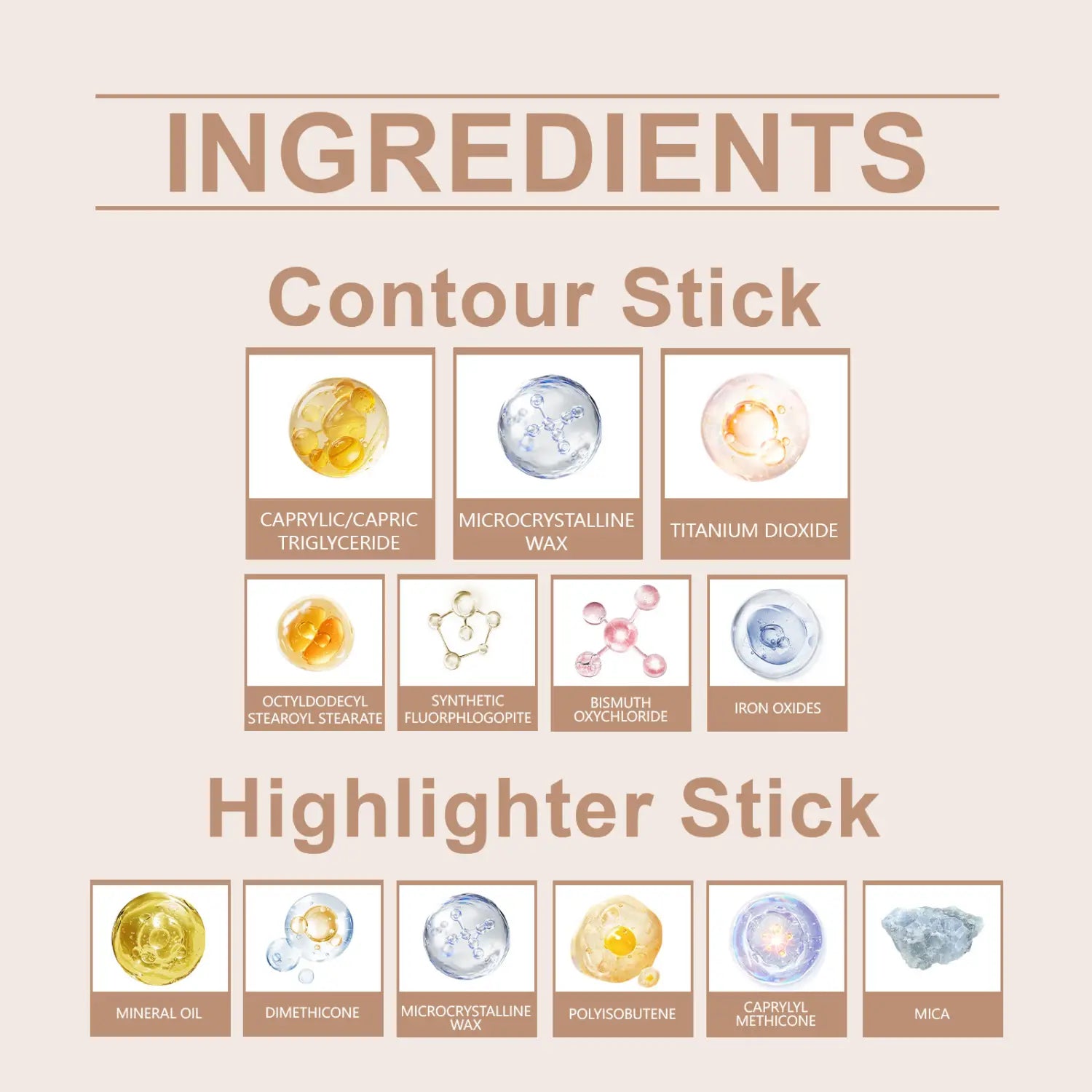 Natural Light Brown Lotus Root Congee Highlighter Pen 2.2 x 11CM