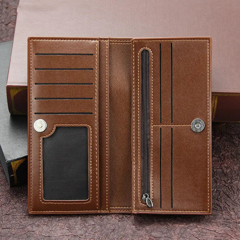 Men’s Leather Wallet with Magnetic Buckle and RFID Storage for the United States