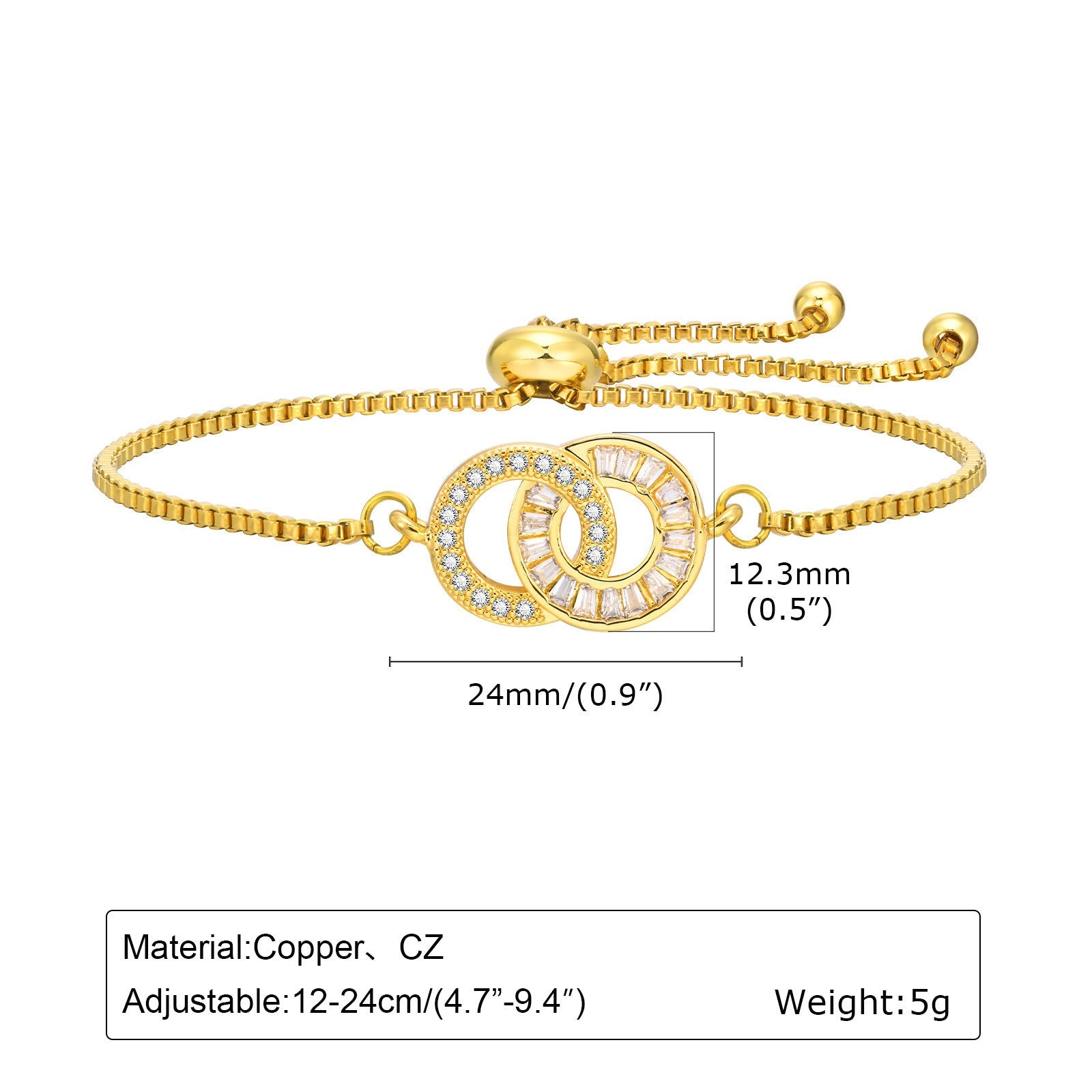 Adjustable Infinity Box Chain Zircon Bracelet for Women - Teleplus adjustable infinity box chain zircon bracelet