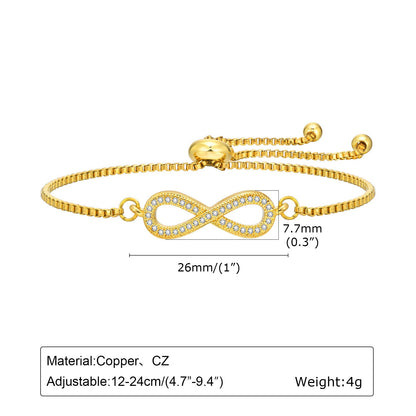 Adjustable Infinity Box Chain Zircon Bracelet for Women - Teleplus adjustable infinity box chain zircon bracelet