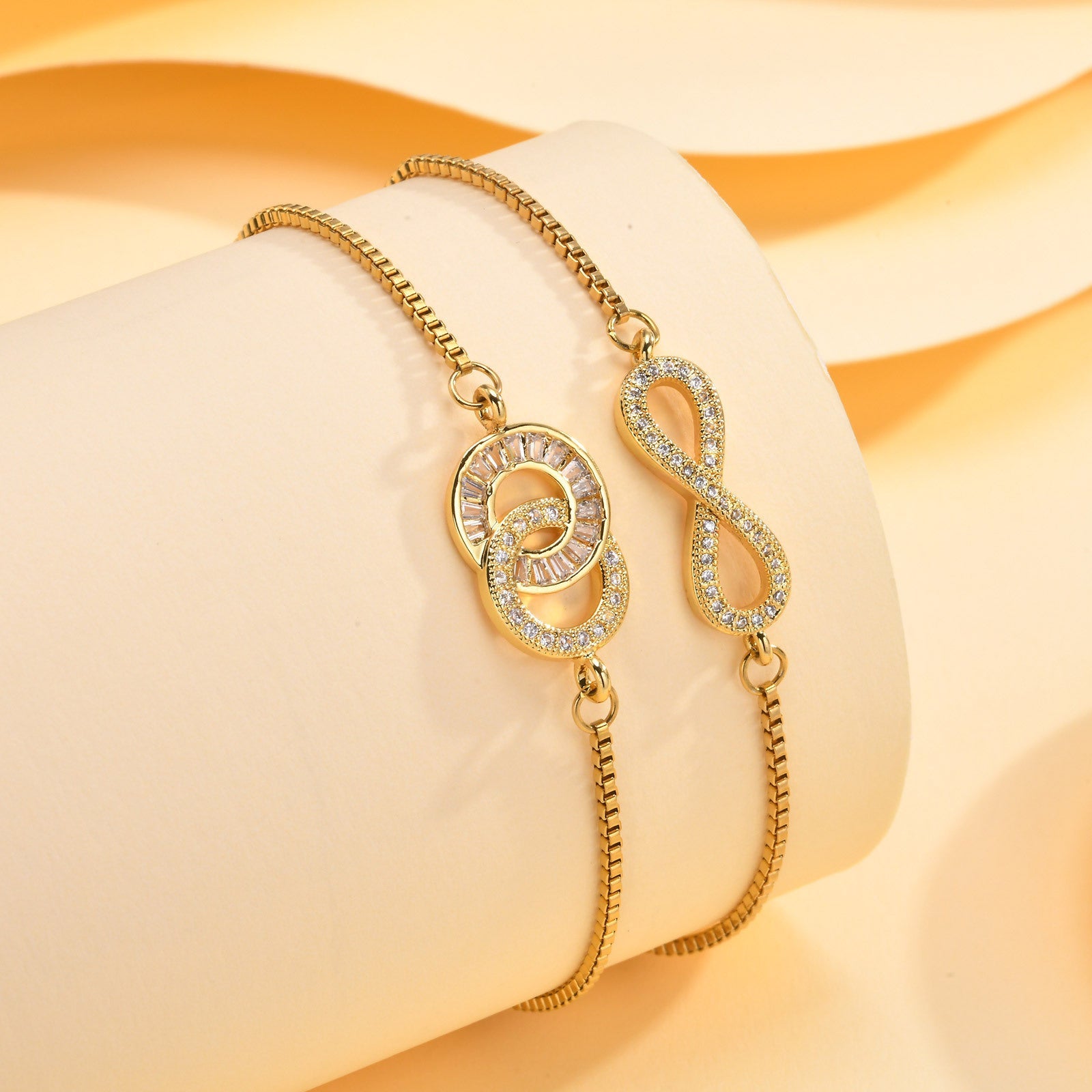 Adjustable Infinity Box Chain Zircon Bracelet for Women - Teleplus adjustable infinity box chain zircon bracelet