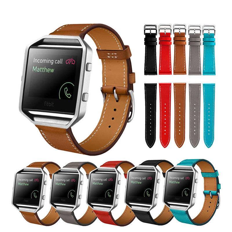 Adjustable Short Leather Strap for Fitbit Blaze Smart Heart Rate Watch - smart heart rate watch short leather strap