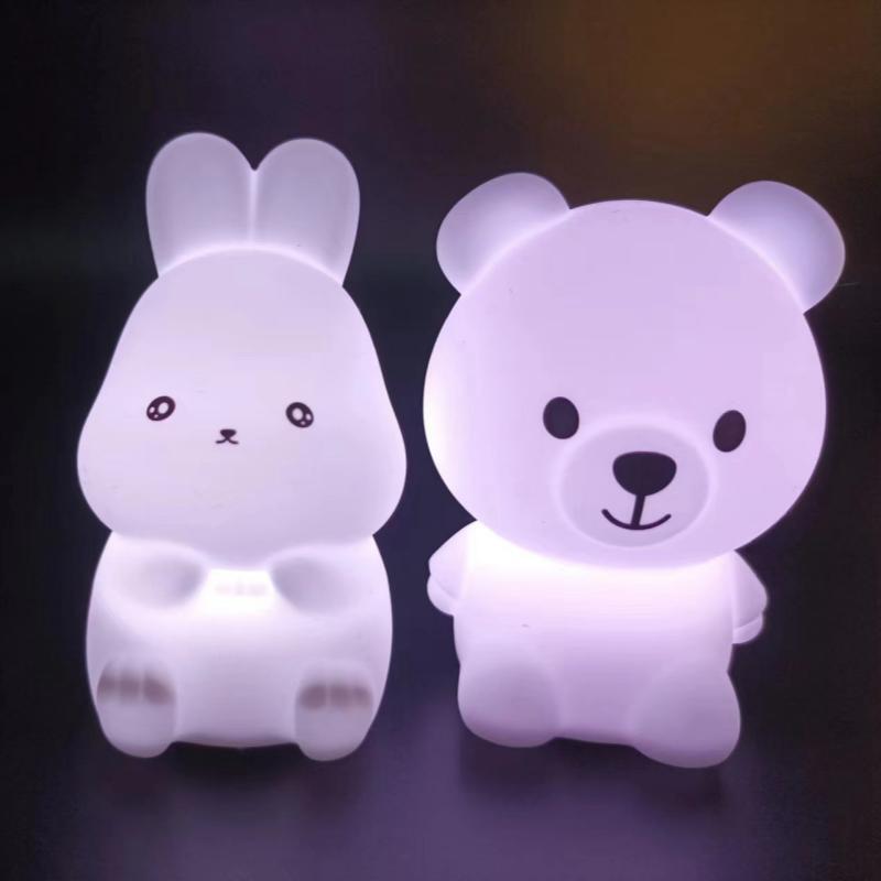 Adorable Rabbit Bear Silicone Night Light for Bedroom Decor - Teleplus adorable rabbit bear silicone pat bedroom