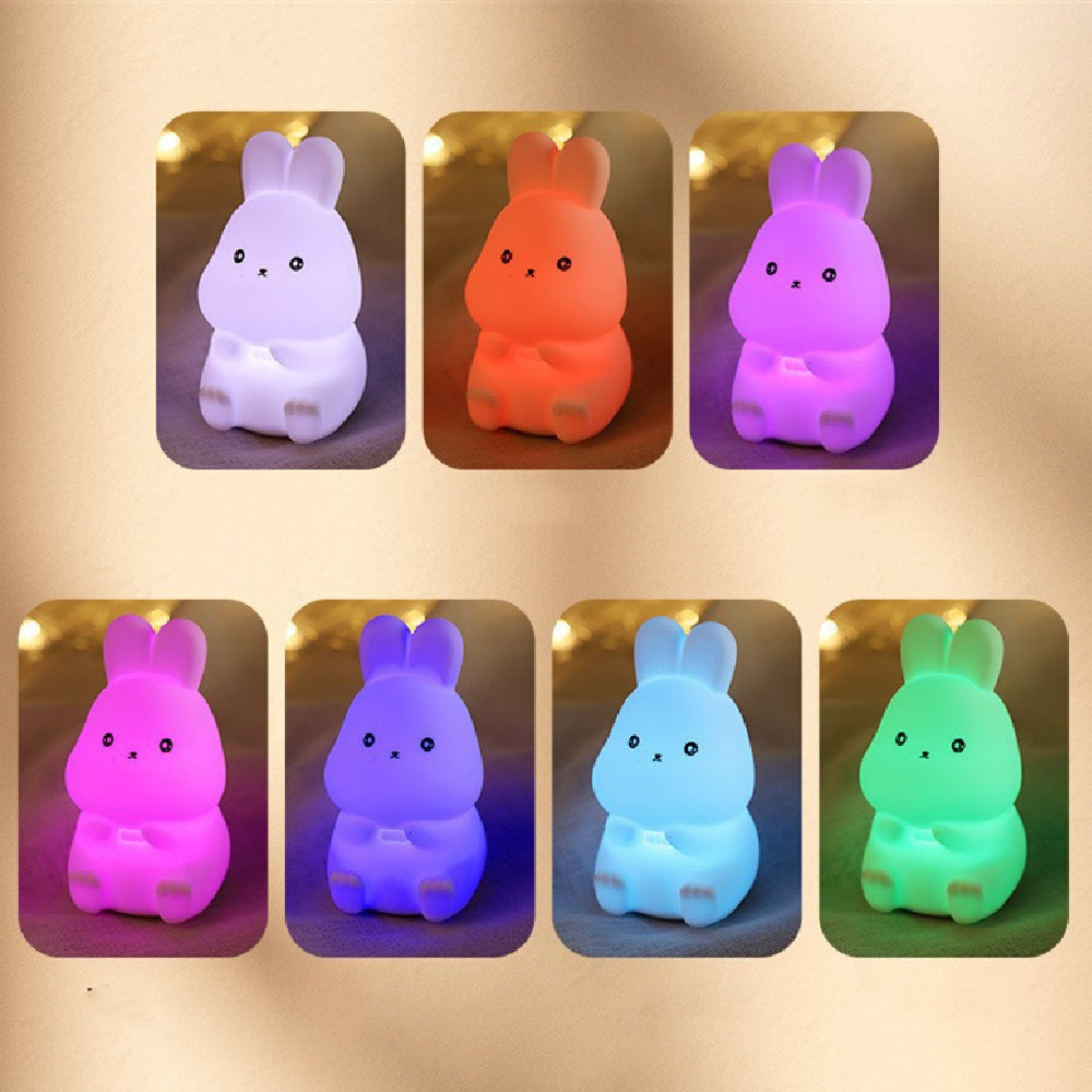 Adorable Rabbit Bear Silicone Night Light for Bedroom Decor - Teleplus adorable rabbit bear silicone pat bedroom