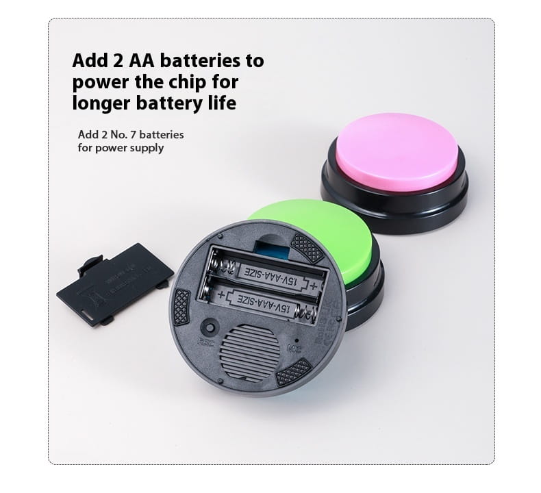 Botón de grabación pequeño de 5 cm con correas de borde de cojín para entrenamiento de mascotas