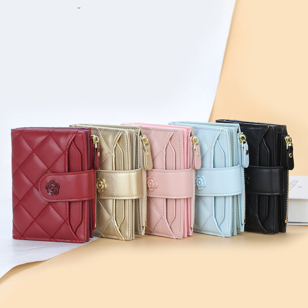 Women’s Short Multiple Card Slots Zipper Wallet - Fashionably Short Wallet for Card Complications