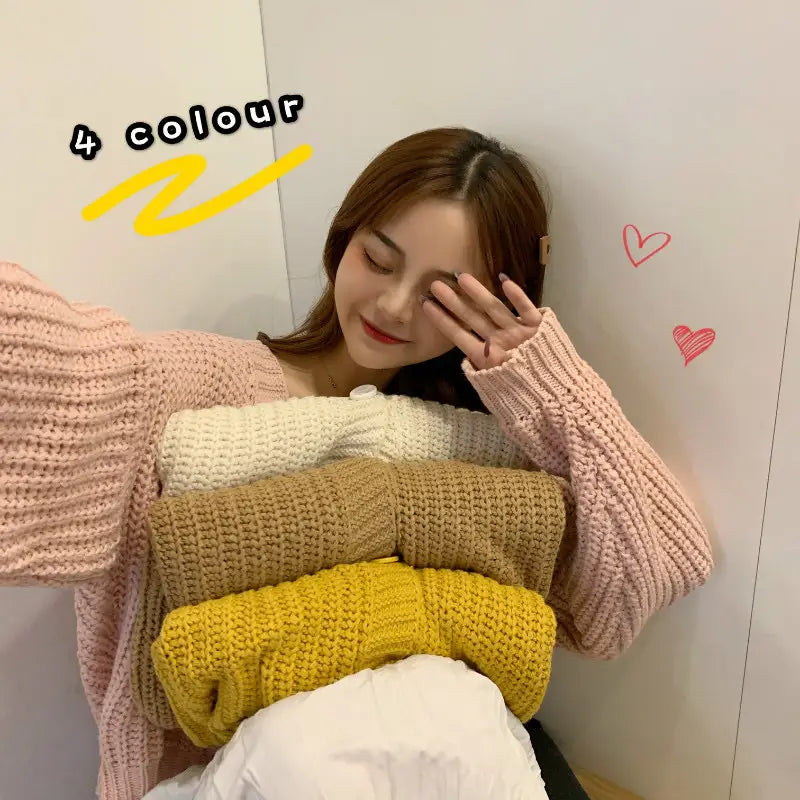 Dames batwing mouw wollen blend oversized trui trui pullover meerdere kleuren