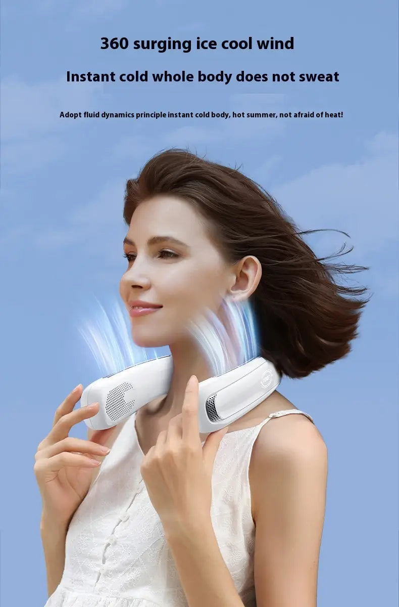 Halter Fan USB Portable Charging with Digital Display and Strong Wind Modes