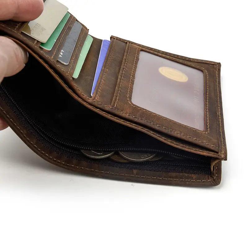 Leather Money Clip Wallet with ID Slot and Concealed Pocket in the United States
