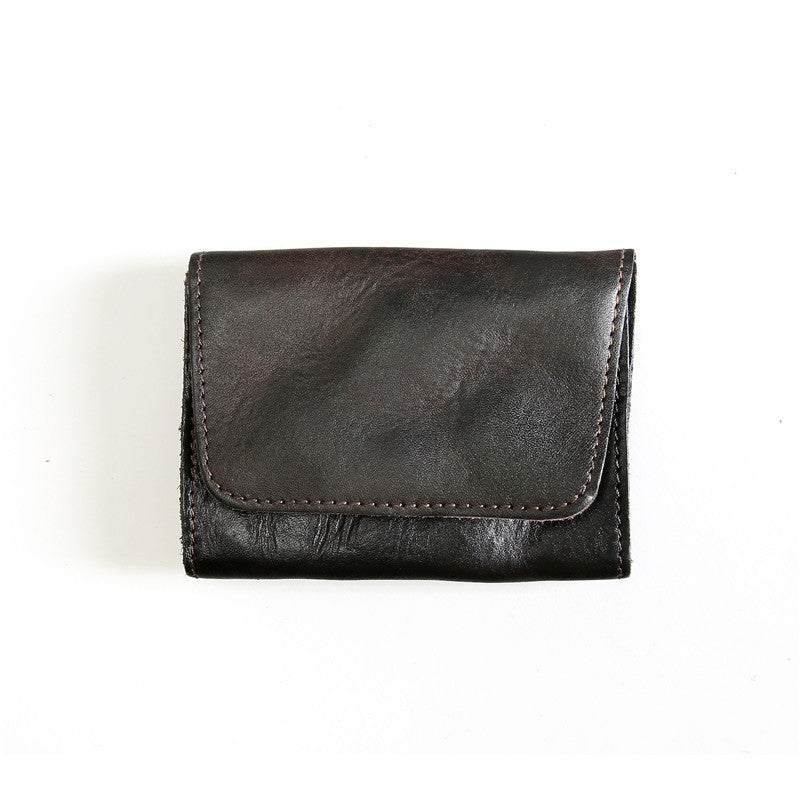 Men’s Retro Top Layer Cowhide Short Wallet - Snag a Layer Cowhide Wallet for Retro Flair