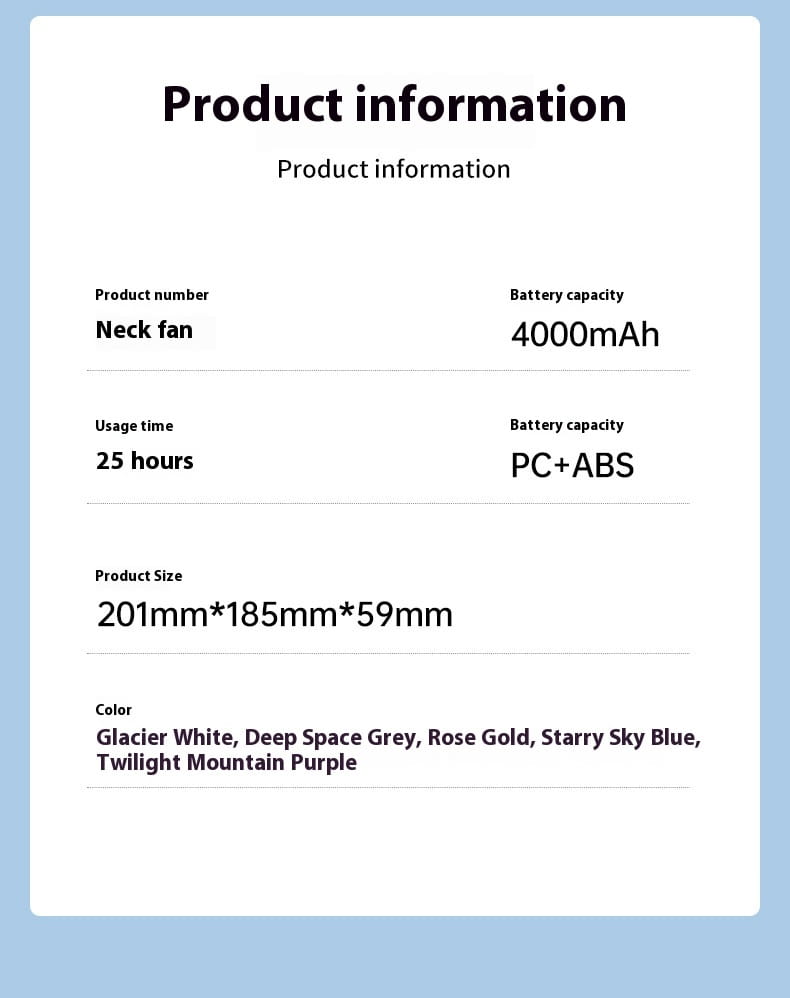 Outdoor Sports Portable Hanging Neck Fan with Digital Display and Lithium Battery