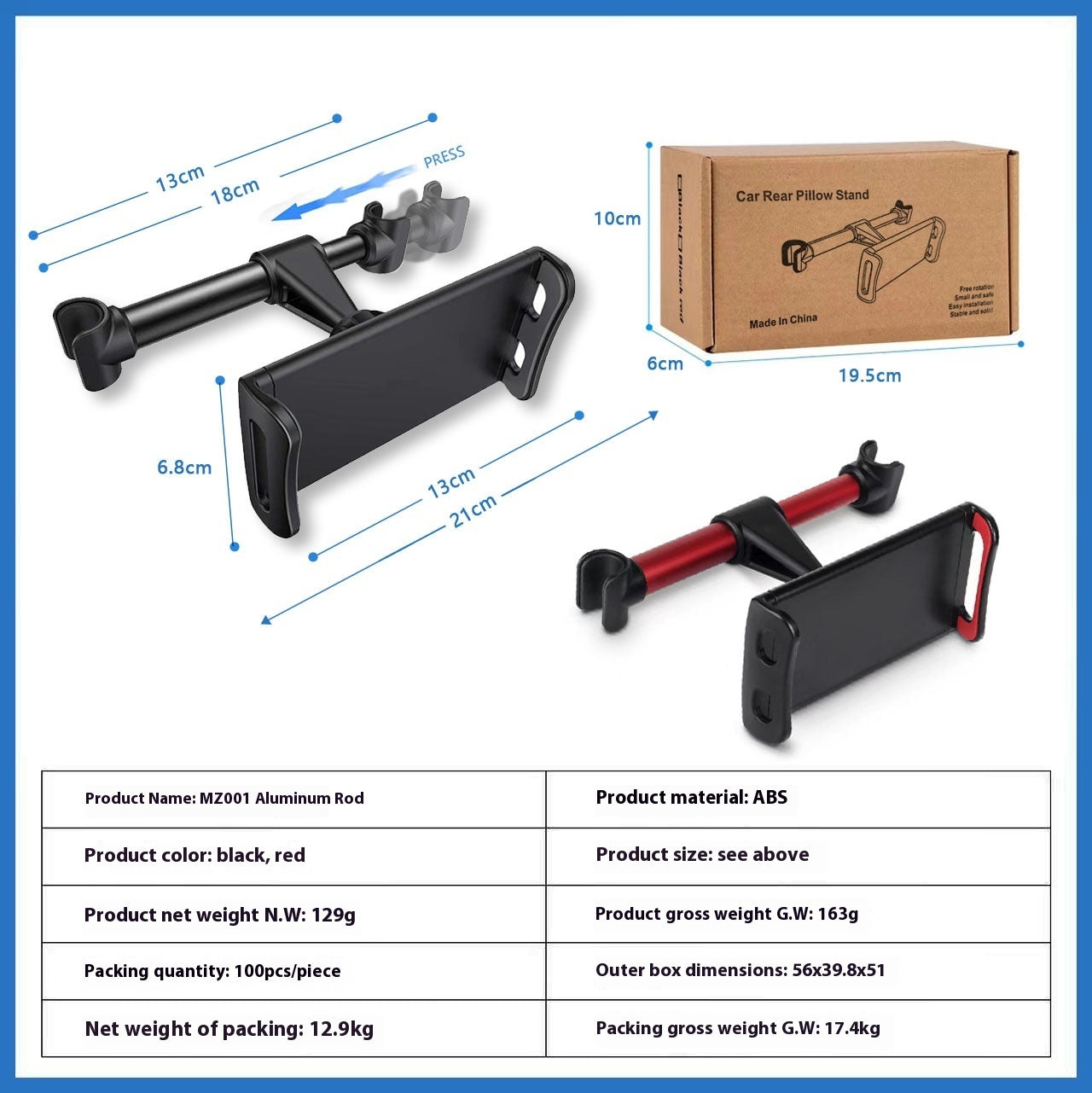 Car Back Seat Mobile Phone Tablet Computer Stand Stable Mute Horizontal And Vertical Dual-use