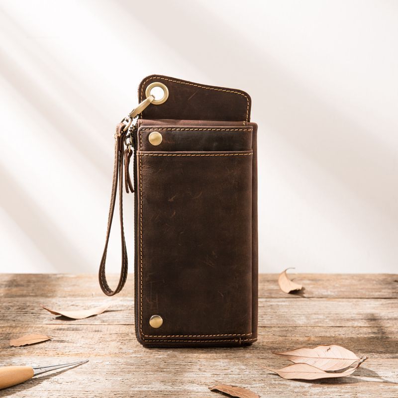 Genuine Leather Large Capacity Zipper Phone Bag - Genuine Leather Phone Bag for Your Stuff and Nonsense