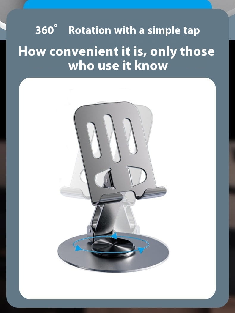 Folding Lazy Tablet Stand with Degree Rotation Adjustment and Space-Like Gray Finish