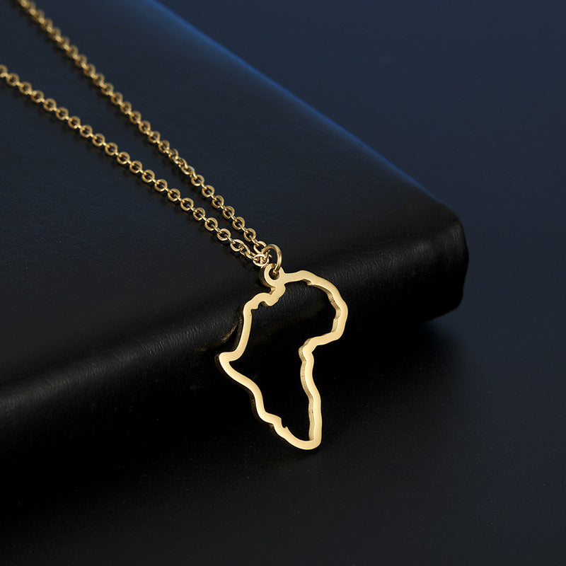 South Africa Map Pendant Stainless Steel Electroplated Gold and Rose - Necklace in south africa map stainless steel