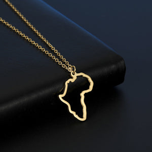 Africa Map Egypt South Africa Kenya Nigeria Stainless Steel Necklace - Africa Map Necklace in Stainless Steel and Gold