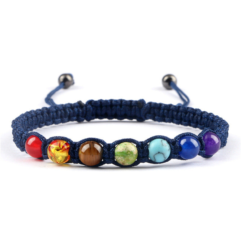 AliExpress New Cross-border Hot Selling 6MM Colorful Natural Stone Ball Bracelet Hand-woven Adjustable - Colorful 6MM