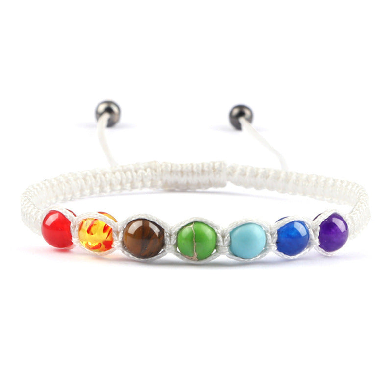 AliExpress New Cross-border Hot Selling 6MM Colorful Natural Stone Ball Bracelet Hand-woven Adjustable - Colorful 6MM