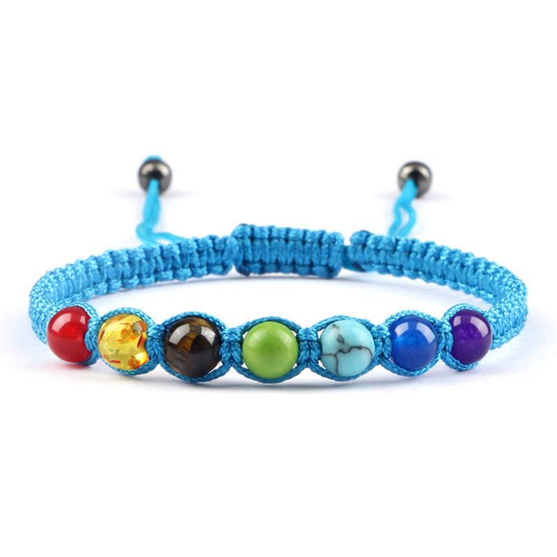 AliExpress New Cross-border Hot Selling 6MM Colorful Natural Stone Ball Bracelet Hand-woven Adjustable - Colorful 6MM