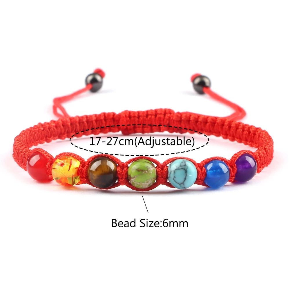 AliExpress New Cross-border Hot Selling 6MM Colorful Natural Stone Ball Bracelet Hand-woven Adjustable - Colorful 6MM