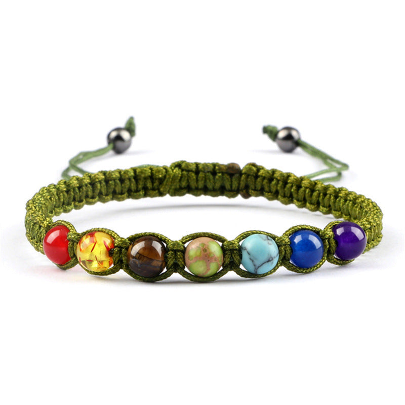 AliExpress New Cross-border Hot Selling 6MM Colorful Natural Stone Ball Bracelet Hand-woven Adjustable - Colorful 6MM