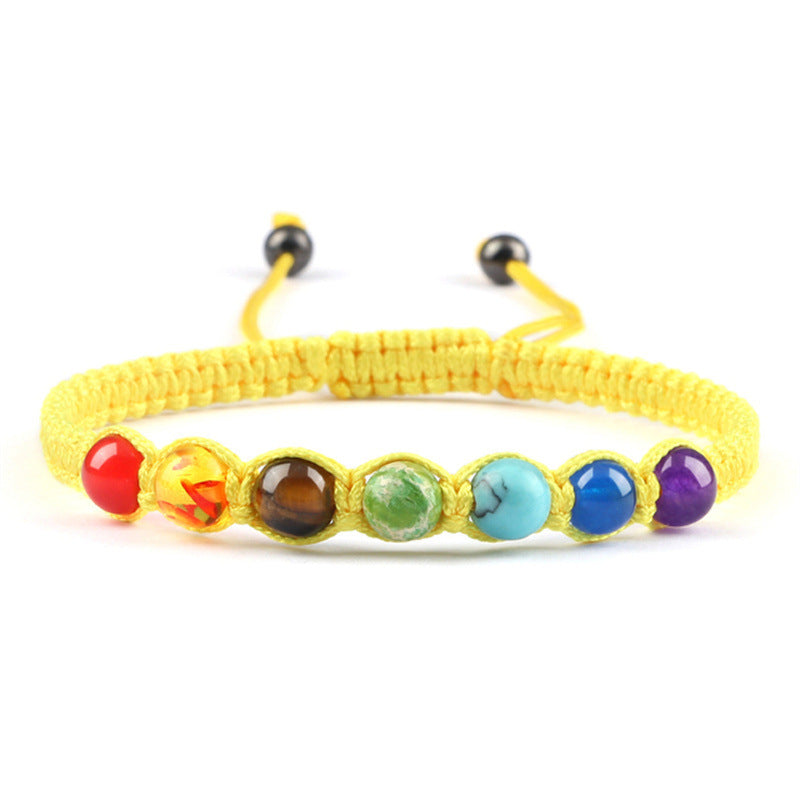 AliExpress New Cross-border Hot Selling 6MM Colorful Natural Stone Ball Bracelet Hand-woven Adjustable - Colorful 6MM