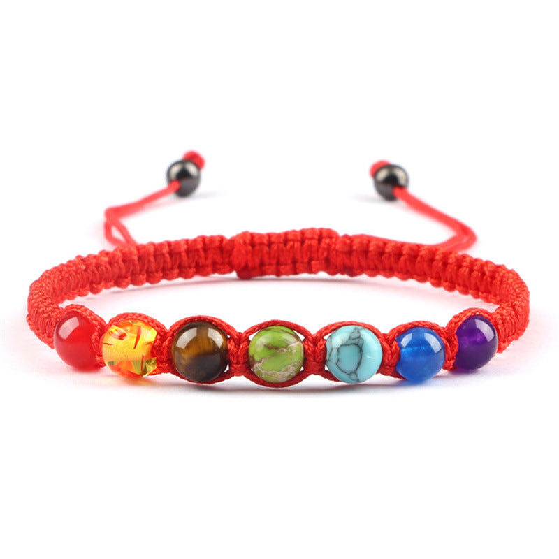 AliExpress New Cross-border Hot Selling 6MM Colorful Natural Stone Ball Bracelet Hand-woven Adjustable - Colorful 6MM