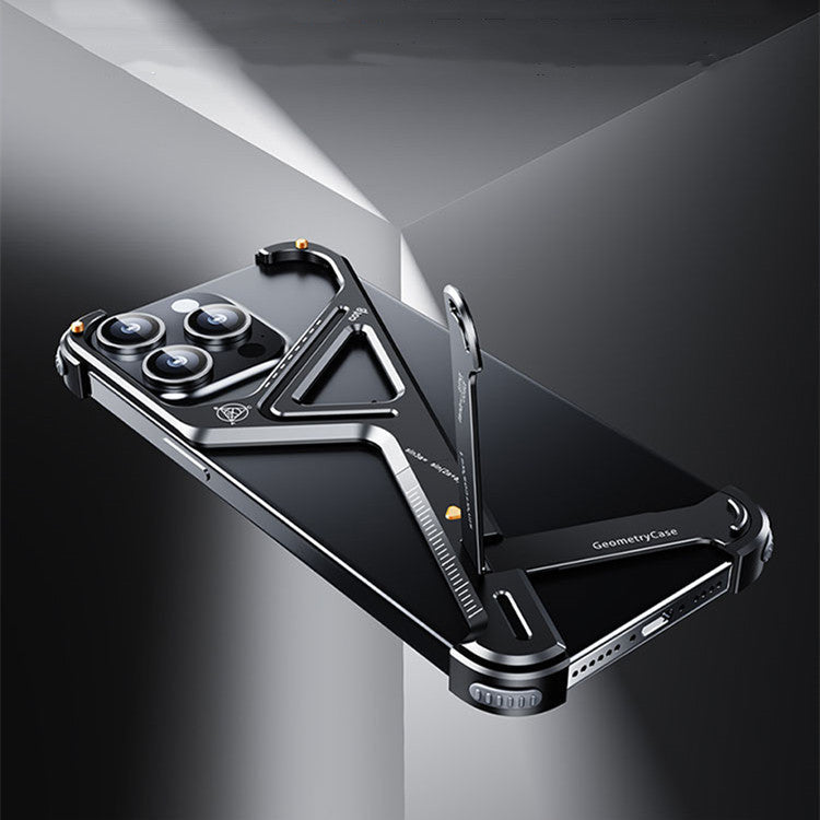 All-Glass Geometric Case Compatible with iPhone 15 Pro Max and Metal Borderless Design - Teleplus Suitable