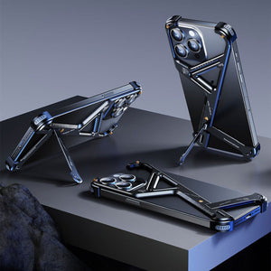 All-Glass Geometric Case Compatible with iPhone 15 Pro Max and Metal Borderless Design - Teleplus Suitable