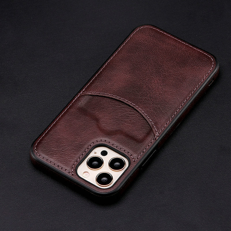 Plain Leather Fall Protection Case for iPhone in Solid Colors - All-inclusive leather fall protection case plain