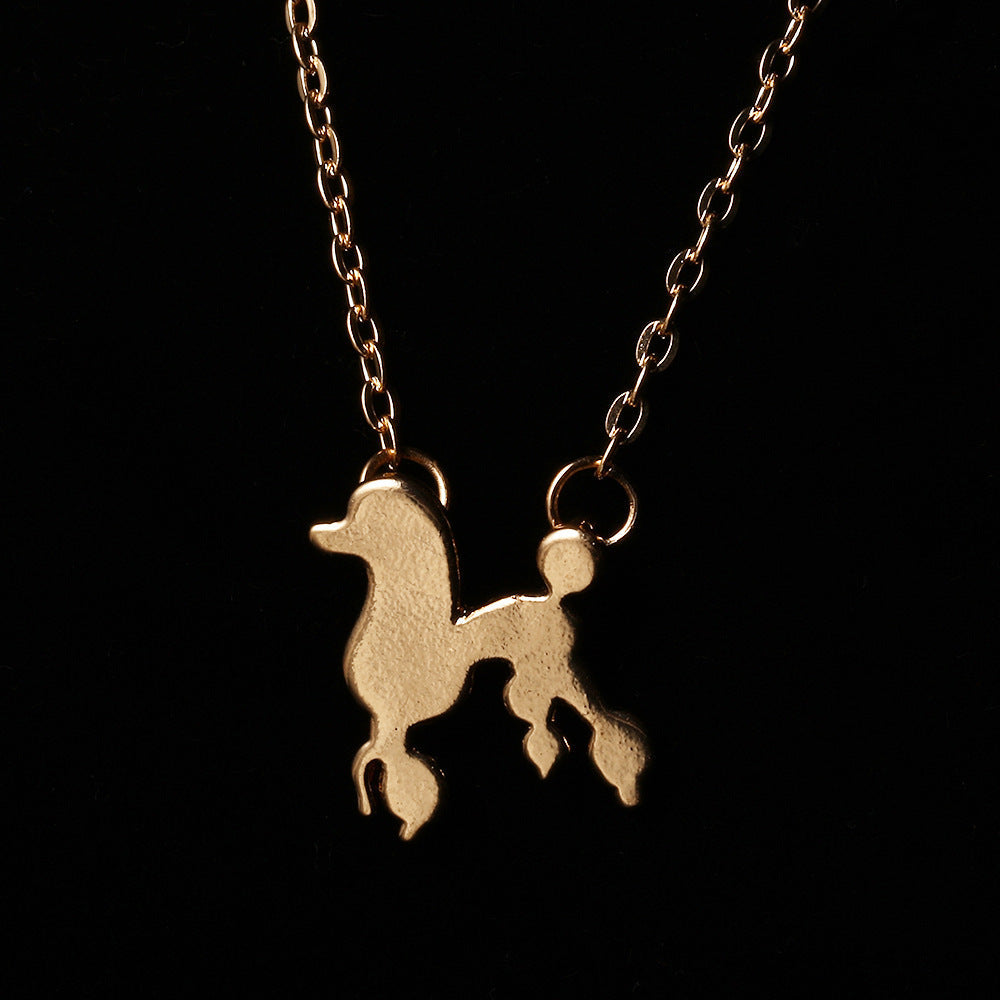 Alloy Poodle Animal Puppy Pendant Necklace - Alloy Poodle Puppy Pendant Necklace in Gold and Silver