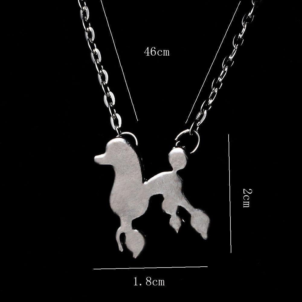 Alloy Poodle Animal Puppy Pendant Necklace - Alloy Poodle Puppy Pendant Necklace in Gold and Silver