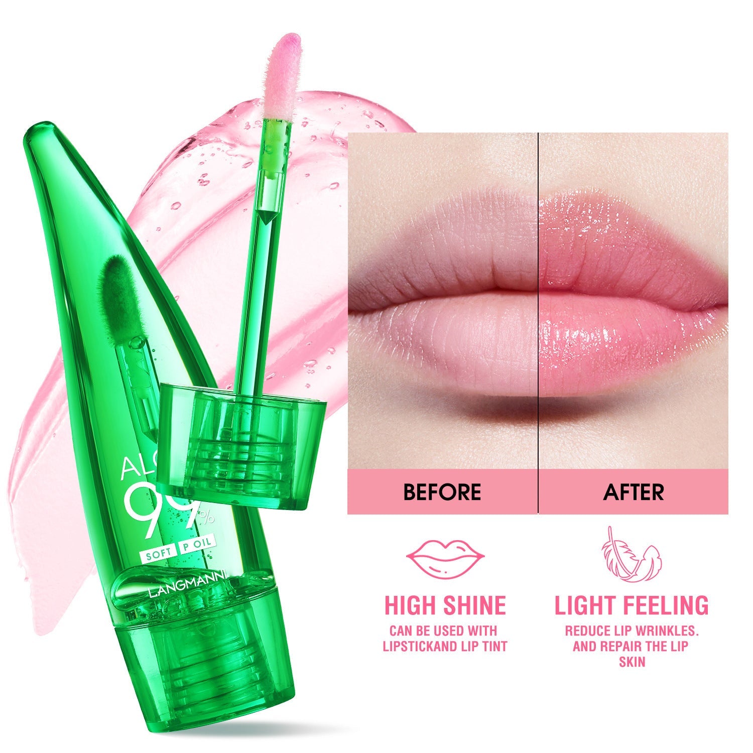 Aloe Lip Gloss and Discoloration Lacquer for Universal Skin - All aloe lip gloss discoloration lacquer