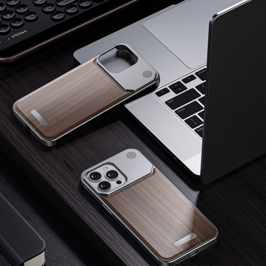 Aromatherapy Wood Grain Organizer with Aluminum Alloy and Walnut Finish - Phone Case aromatherapy wood grain aluminum